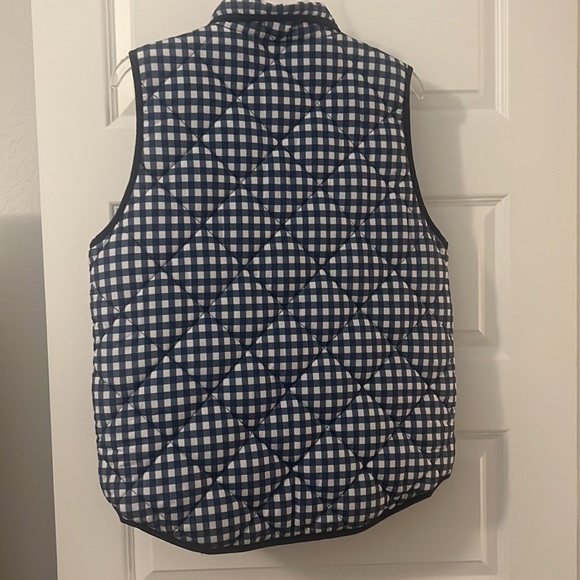 Andrea Jovine blue & white puffy gingham quilted vest SZ large preppy  casual - Picture 8 of 15